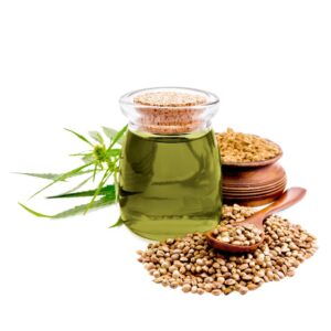 Hemp oil with cereals in a jar